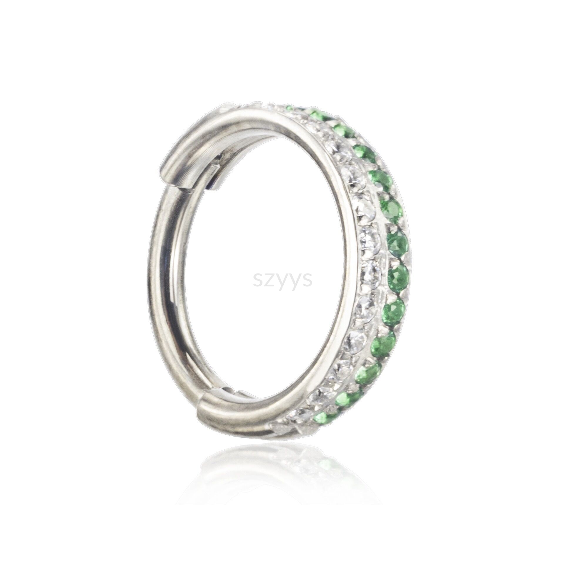 Titanium Double Line Paved CZ Segment Ring YYSN0016 - Image 4