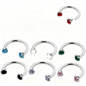 Titanium Circular Barbell with Prong Set stone FMN0005