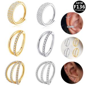 Titanium Double CZ Line Segment Ring Mixed