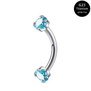 Titanium Internal thread Prong Set CZ Eyebrow Piercing FME0005B