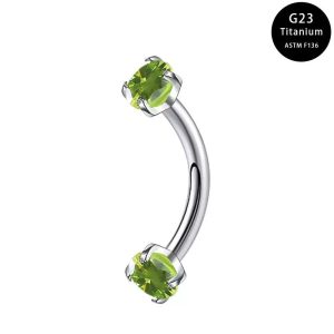 Titanium Internal thread Prong Set CZ Eyebrow Piercing FME0005G