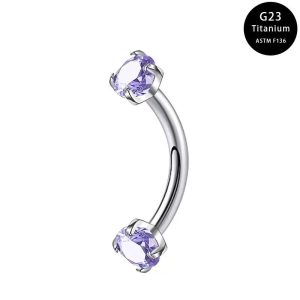 Titanium Internal thread Prong Set CZ Eyebrow Piercing FME0005P