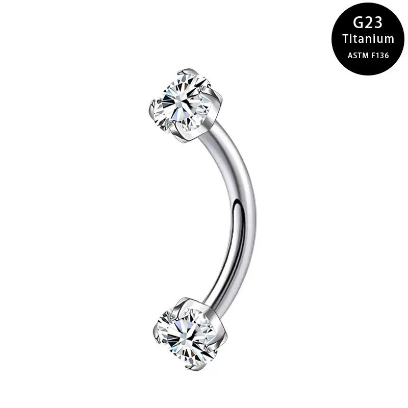 Titanium Internal thread Prong Set CZ Eyebrow Piercing YYSE0005W