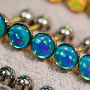 Titanium Internally Threaded Cartilage Barbells with Opal FMT0002 Blue