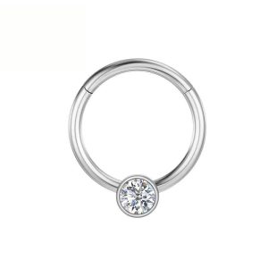Titanium Prong Set Round CZ Segment Ring FMN0020