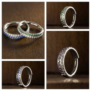 Titanium Double Line Paved CZ Segment Ring FMN0016