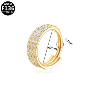 Titanium Triple Line Paved CZ Segment Ring FMN0019